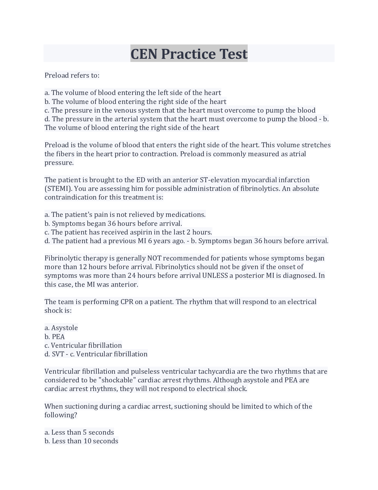 Preview image for CEN Practice Test Latest Update